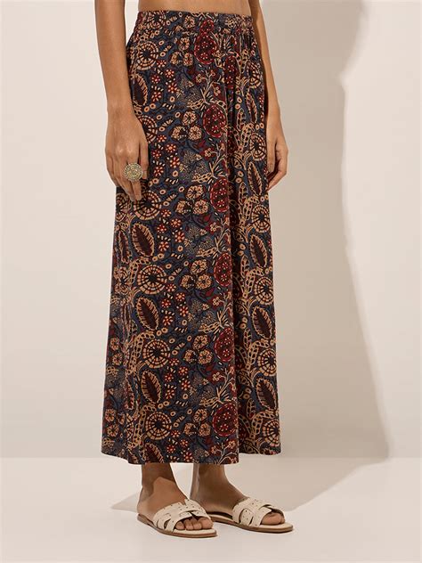 Buy Utsa Blue Buta Printed Palazzos from Westside