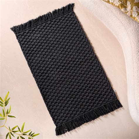 Ultra Soft Waffle Weave Handmade Cotton Floor Mat Grey 37x20 Inch ...