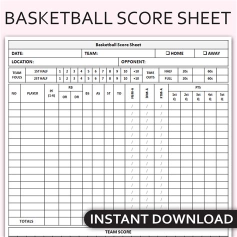 Basketball Score Sheet Template at Jorge Courter blog