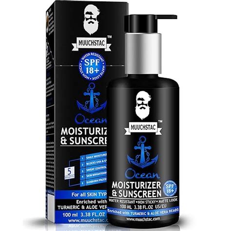 Muuchstac Mens Ocean Moisturizer & Sunscreen Matte Look Spf 18+ Cream ...