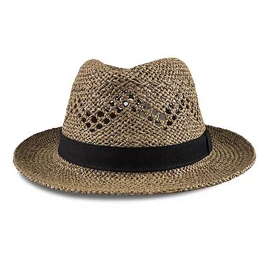 Mens Levi's® 2-In-1 Packable Natural Straw Fedora Hat with ...