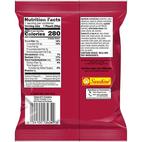 Cheez-Its Nutrition Facts - Free Printable Nutrition Facts