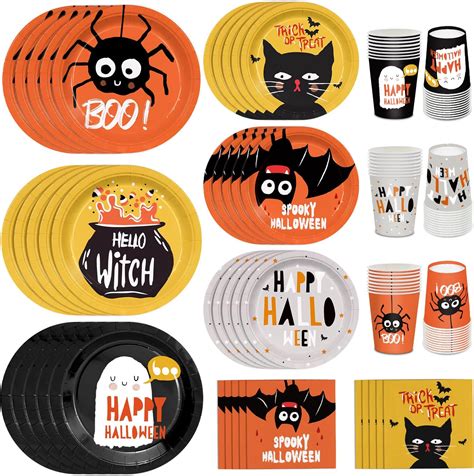 Amazon.com: Halloween Plates and Napkins Party Supplies - Serves 24 ...