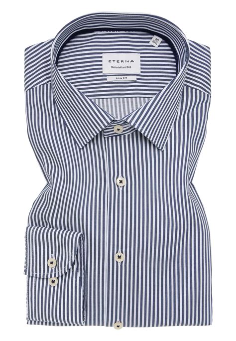 SLIM FIT Hemd in navy gestreift | navy | Langarm | 40 | 1SH18060-01-91 ...