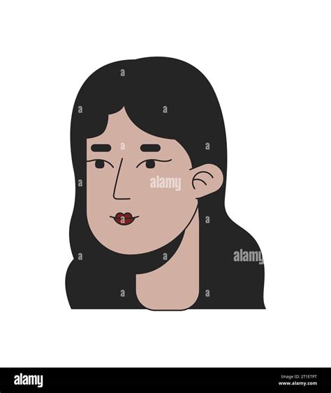Pretty spanish young adult woman 2D linear cartoon character head Stock ...