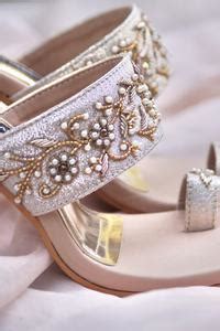 Buy Peach Embellished Sofia Cutdana Strap Heels by Shradha Hedau ...
