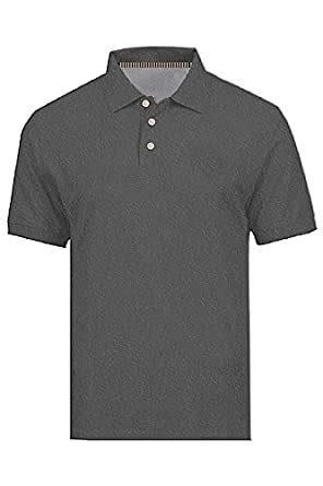 Buy Finix Solid Cotton Blend Grey Slim Fit Polo Neck Half Sleeve T ...