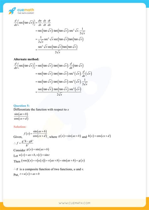 Class 12 Maths Continuity and Defferential Exercise 5.2 的图像结果