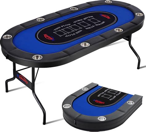 Amazon.com: RAYKEEP 71 Inch Poker Table Foldable, 8 Player Folding Poker Tables w/Collapsible ...
