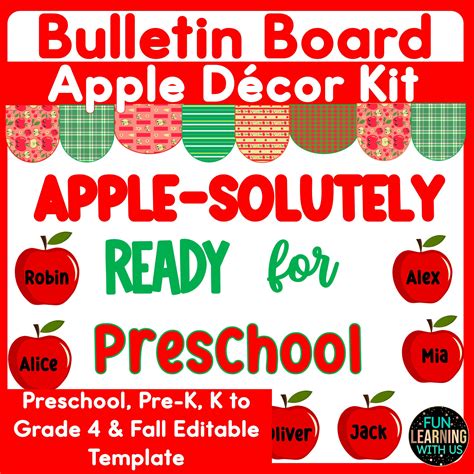 Back to School Editable Apple Bulletin Board Décor | Fall Door Decor ...