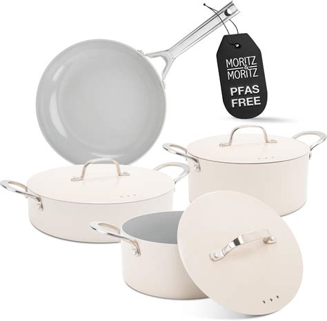 Amazon.com: 7-Piece Cast Aluminum Cookware Set – Cream | Includes 2 ...