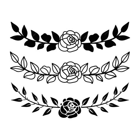 Premium Vector | Floral Borders with Roses and Laurel Leaves Svg
