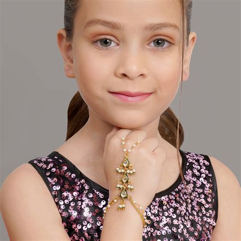 Ruby Raang Kundan Haath Phool for Kids