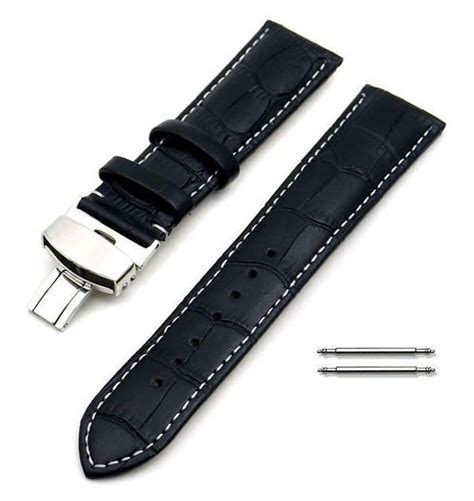 Fossil Compatible Black Croco Genuine Leather Watch Band Strap Steel ...