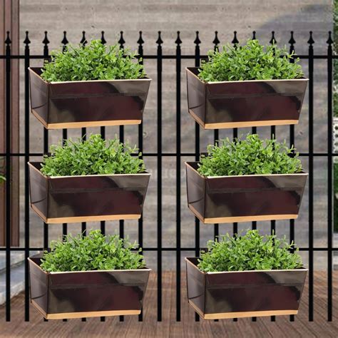 ecofynd 12 Inches Balcony Railing Planter, Hanging Flower Pots for ...