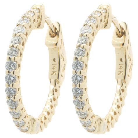 18 Karat Yellow Gold Diamond Huggie Earrings at 1stDibs