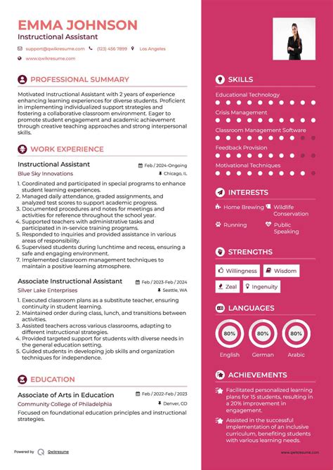10+ Instructional Assistant Resume Samples & Templates for 2025