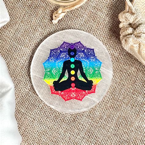 Chakra Symbols Selenite/Satin Spar Plate – The Trivia Store