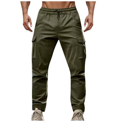 Dagegui Mens Jogger Cargo Pants Elastic Waist Drawstring Athletic ...