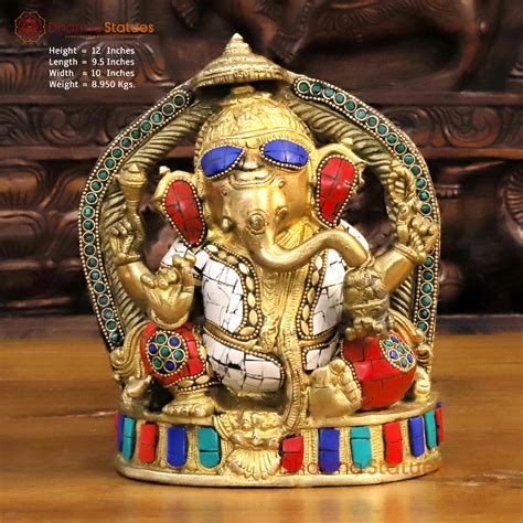 Shop Brass Lord Ganesha Idol | Golden & Stonework | Best Price Online ...