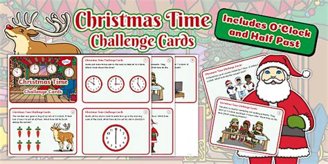 Year 1 Christmas Maths Time Challenge Cards - Twinkl - KS1