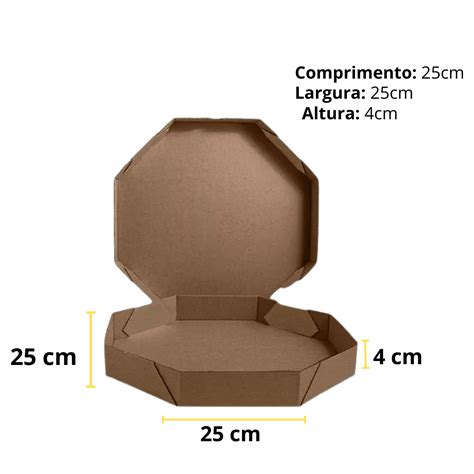 25 Octagonal Brown Boxes For Pizza, Savory And Sweet Esfihas 25cm (25 ...