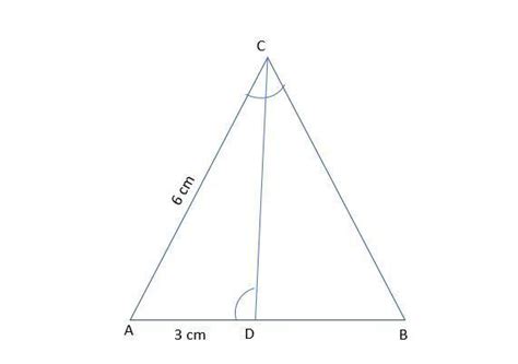 If angle ACB is equal to angle CDA, AC=6cm and AD=3cm, then find the ...