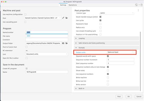 "Output units: Parameter has unknown value 'Inch'" when post processing ...