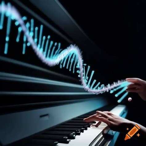 DNA strand transforming into piano key design on Craiyon
