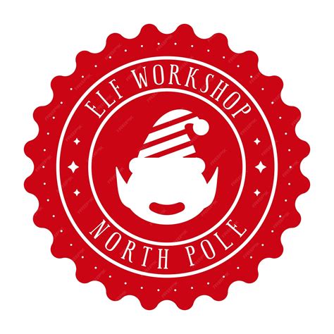 Premium Vector | Elf workshop north pole xmas stamp design. christmas ...
