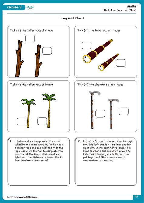 Long And Short Comparison Worksheets