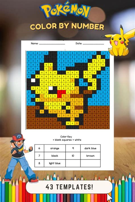 Image result for Pokemon Color by Number Coloring Pages