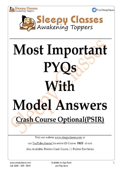 Sleepy Classes-Most Important-PYQs- Crash Course OptionaI Political ...