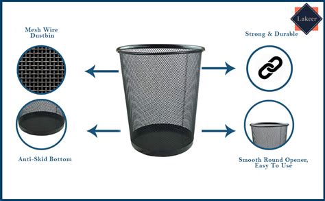 Lakeer Mesh Wire Dustbin Trash Can Wastebasket | Lightweight Metal ...