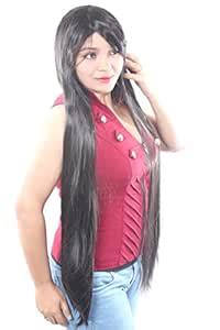 Ritzkart 40inch Long Balck Silky Natural Type Hi Heat Resistant Full ...
