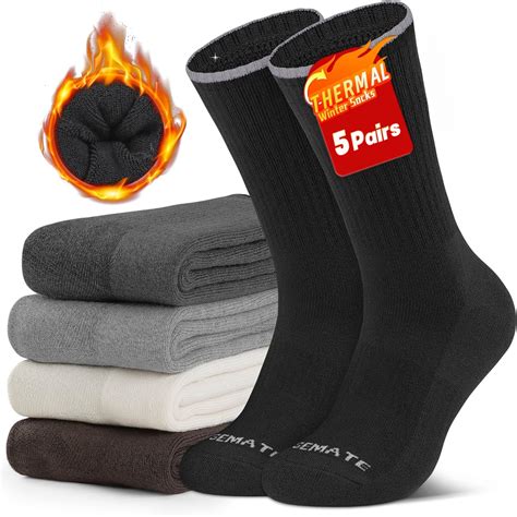 Closemate Mens Socks Thick Thermal Winter Athletic Crew Socks for Women ...
