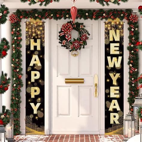 Amazon.com: 3PCS Happy New Years Banner,New Years Decorations 2025 Rose ...