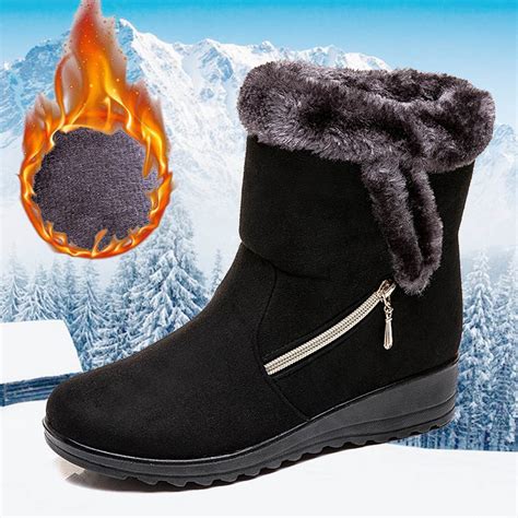 Munlar Women's Snow Boots-Cowboy Non Slip Womens Shoes Warm Black Ankle ...