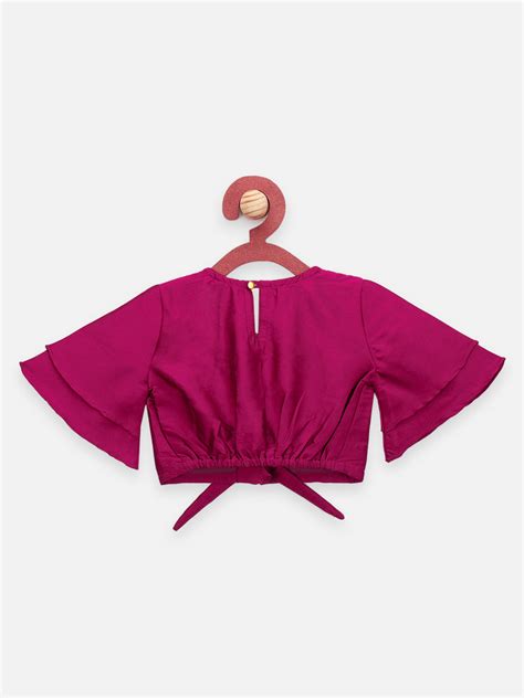 Flower Two Tone Lehenga with Knotted Magenta Pink Choli – Lilpicks