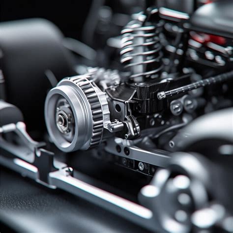 A closeup of a karts engine and chassis showing off its racing ...