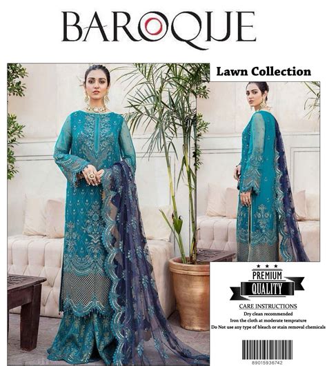 Baroque Unstitched Embroidered Lawn 3PC - Rangeen Fashion