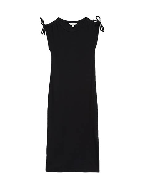 Buy Cotton Rich Round Neck Ruched Midi Column Dress at Marks & Spencer
