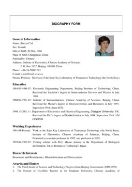 Fillable Online BIOGRAPHY FORM General Information Education Working ...