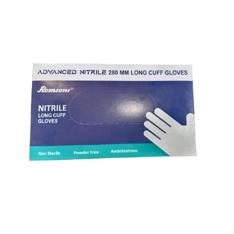 Buy Romsons Advanced Nitrile 280Mm Long Cuff Gloves-L | 19 Minutes ...