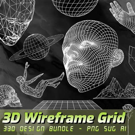 300+ Wireframe Grid 3D Bundle Futuristic Design for Gamer Modern ...