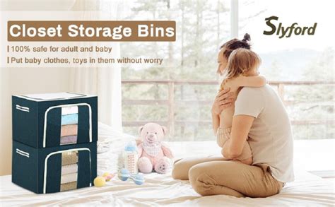 Slyford Large Capacity Clothes Storage Bag Organizer with Thick Fabric ...