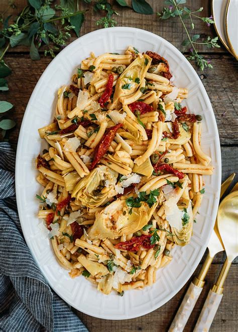 Sun-Dried Tomato Pasta Salad with Artichoke Hearts - Striped Spatula