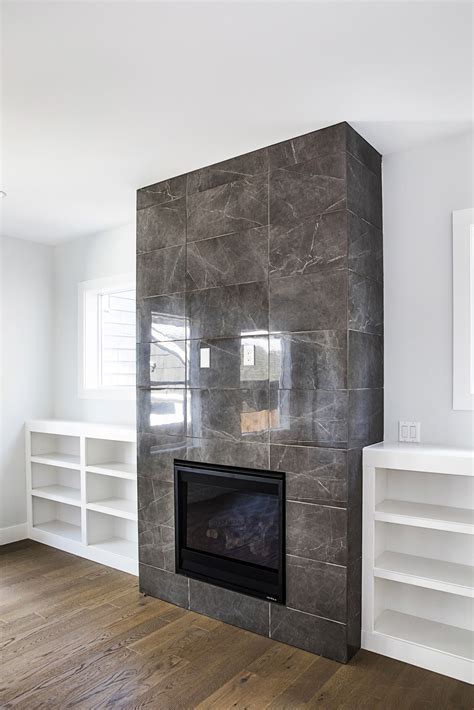 12x24 Porcelain Tile Fireplace Wall