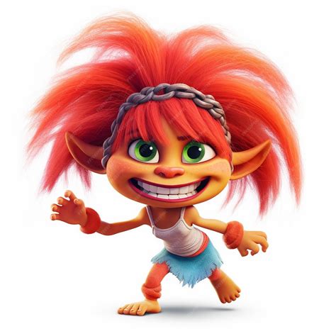 Premium AI Image | cute female troll red hair clipart in pixar style ...