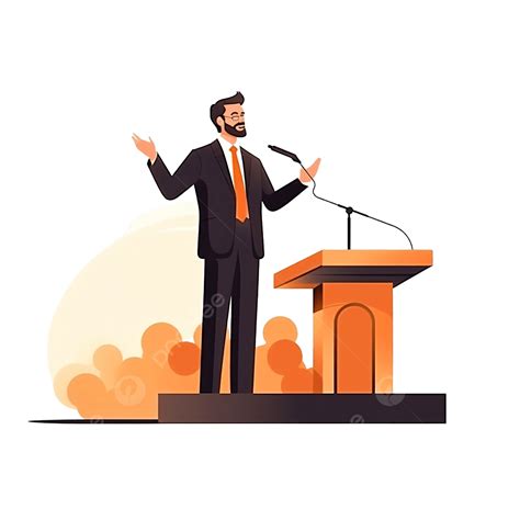 Man Giving Speech On Podium Illustration In Minimal Style, Speech ...